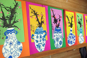 幼儿园青花瓷插花瓶作品展示图片6张