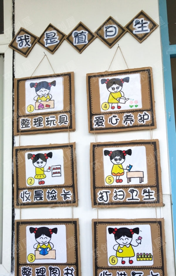 幼儿园生活环创值日生墙面图片
