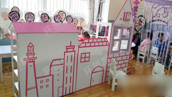 幼儿园建构区房屋搭建图片