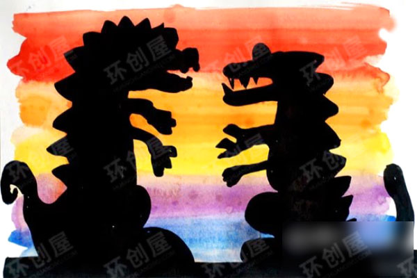 幼儿园美工区有趣的剪影画图片