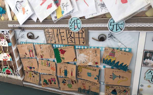 幼儿园纸的家族墙面布置环创图片