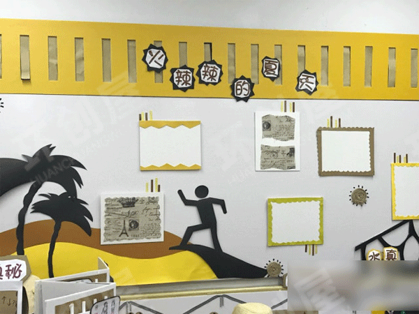 幼儿园黑白配主题墙面布置环创图片