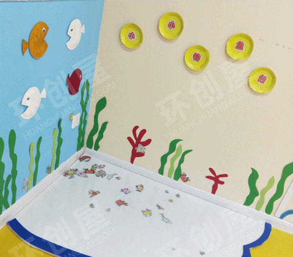 幼儿园蓝色海洋风墙面布置环创图片
