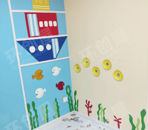 幼儿园蓝色海洋风墙面布置环创图片