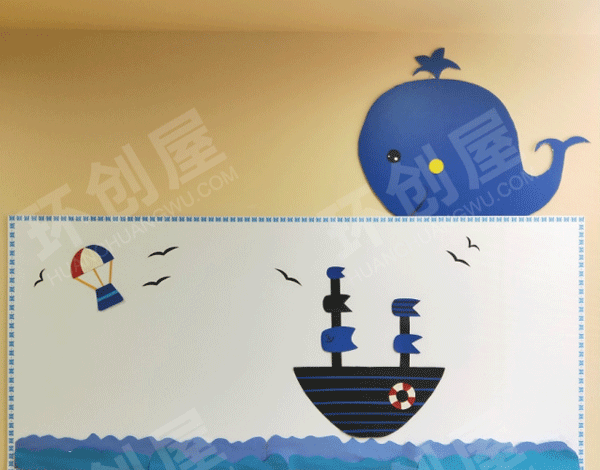 幼儿园蓝色海洋风墙面布置环创图片