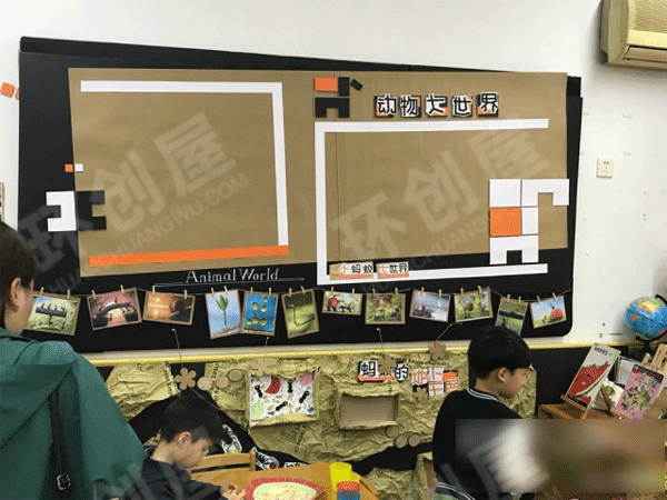 幼儿园黑白配主题墙面布置环创图片