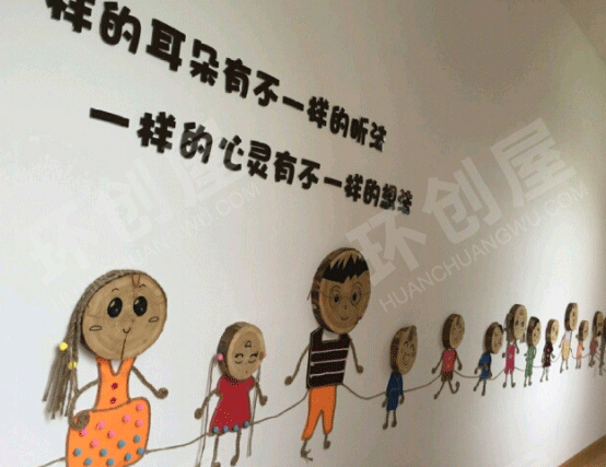 幼儿园走廊环创木桩卡通人物布置图片