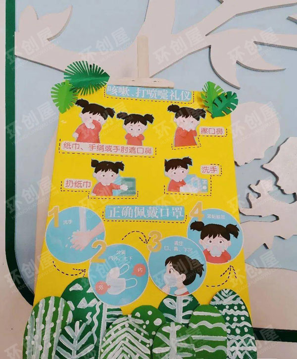 幼儿园走廊展板防疫系列欢迎小朋友图片