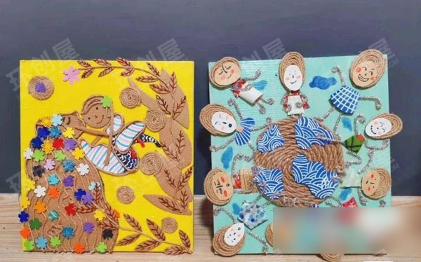 幼儿园美工区麻绳小创意图片
