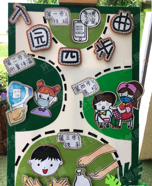 幼儿园走廊展板防疫系列抗击病毒图片