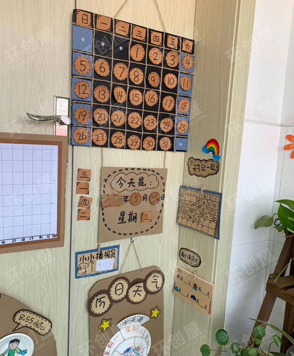 幼儿园生活环创日历与天气标示图片