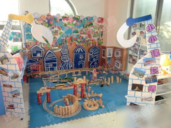 幼儿园建构区小小建筑师图片