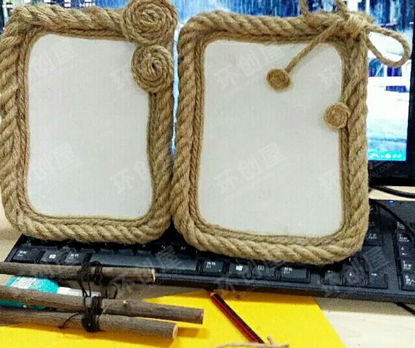 幼儿园美工区麻绳手工艺品图片