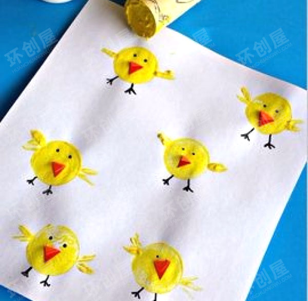 幼儿园美工区创意红酒塞拓印画图片