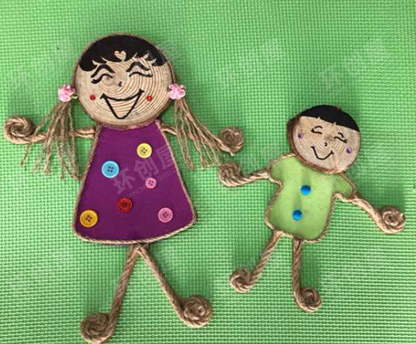幼儿园美工区木片娃娃图片