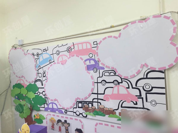 幼儿园网格粉色系主题墙图片