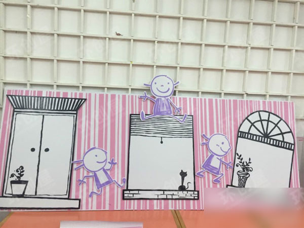 幼儿园网格粉色系主题墙图片