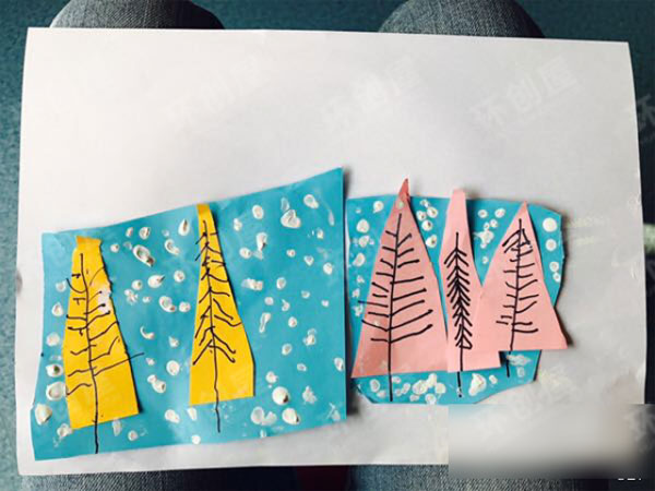 幼儿园各种棉签画作品展示图片