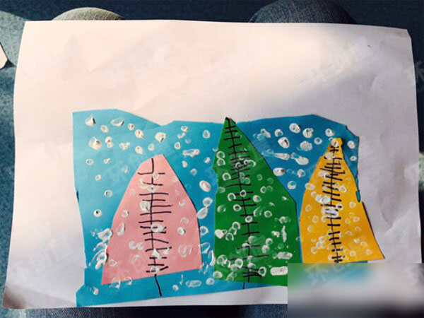 幼儿园各种棉签画作品展示图片