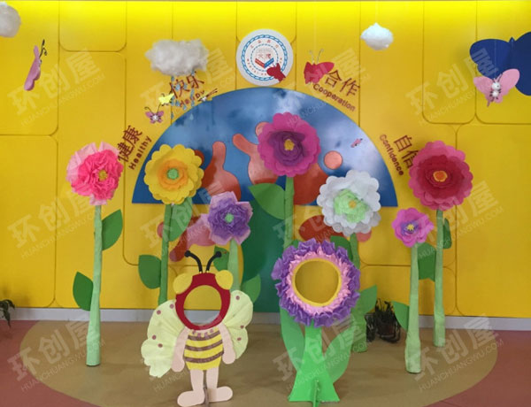 幼儿园春天的花儿整体环创图片