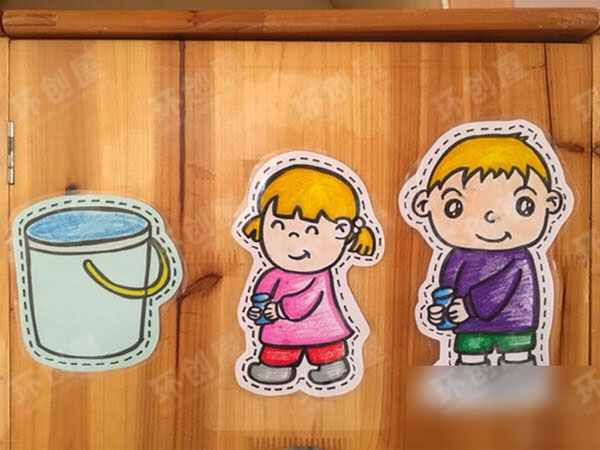 幼儿园生活区提示漱口喝水来园图片