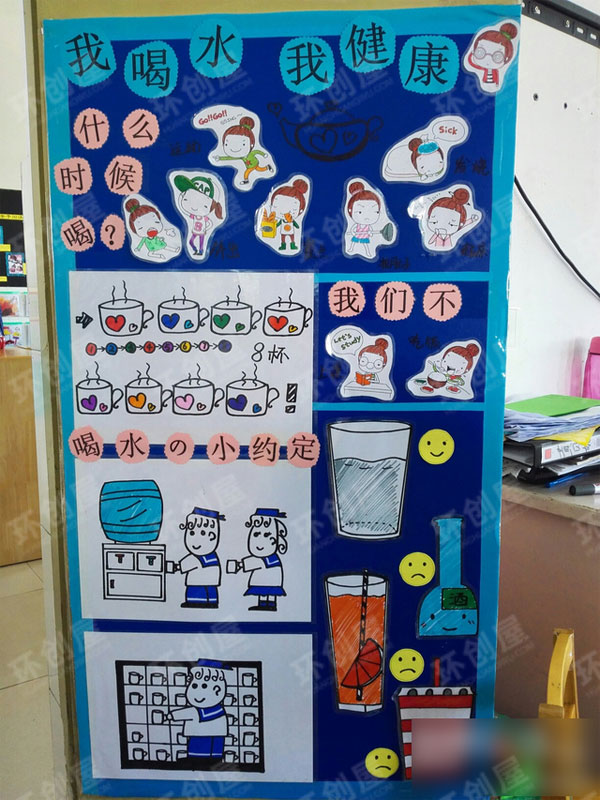 幼儿园生活环创自助喝水图片