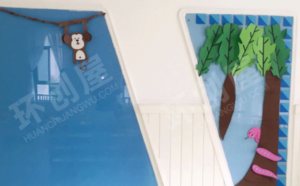 幼儿园墙面布置热带森林主题系列图片