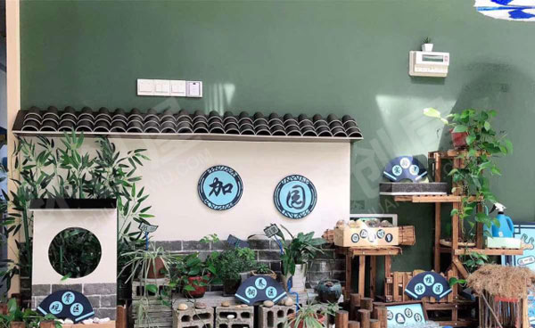 幼儿园走廊环创蓝色中国风图片