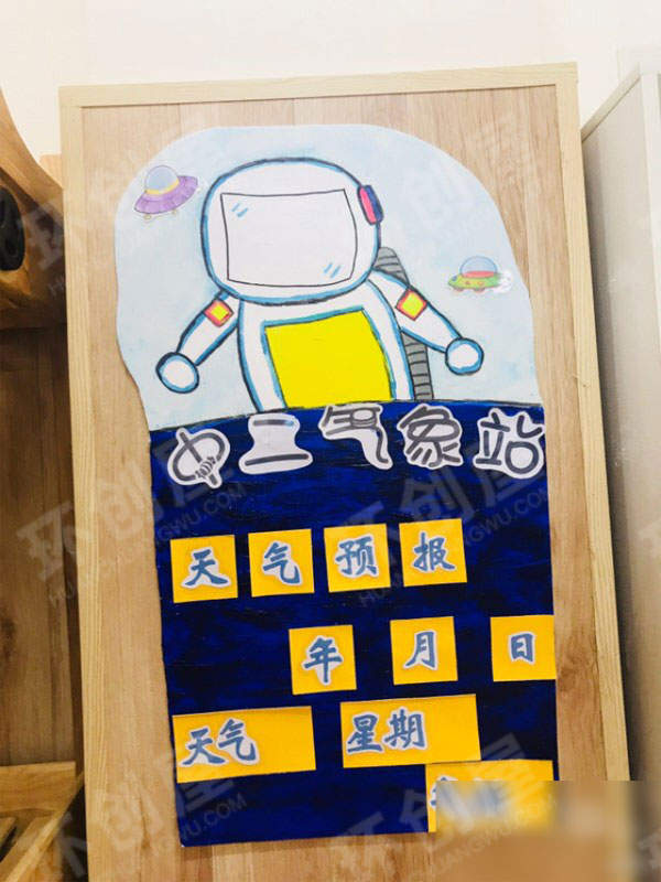 幼儿园生活区气象墙遨游星空主题图片