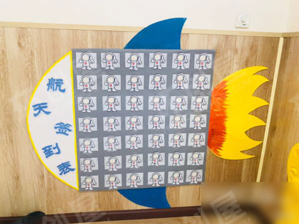 幼儿园生活区气象墙遨游星空主题图片