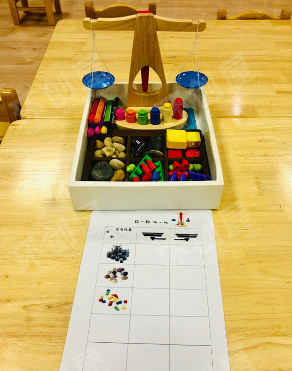 幼儿园科学区天平称秤图片