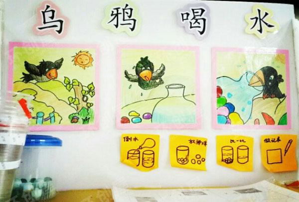 幼儿园益智区环创乌鸦喝水图片