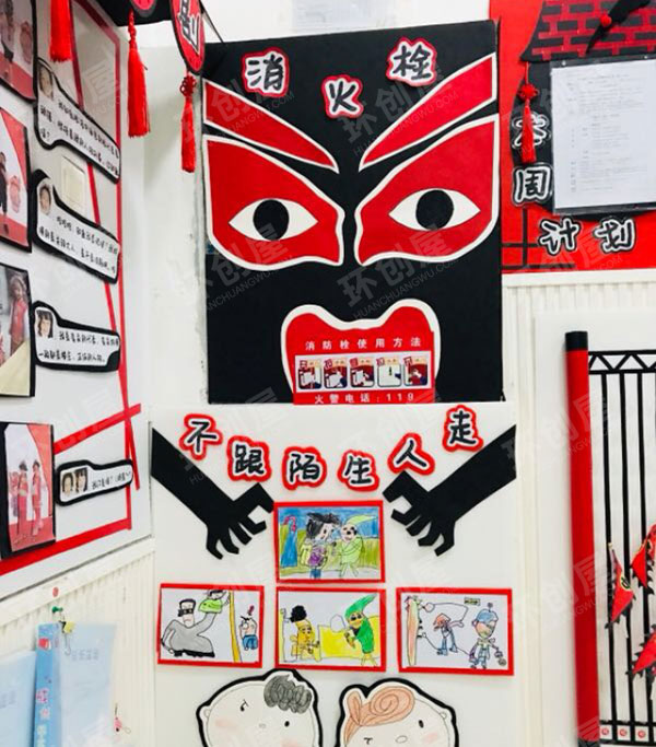 幼儿园京剧主题环境创设墙面布置图片
