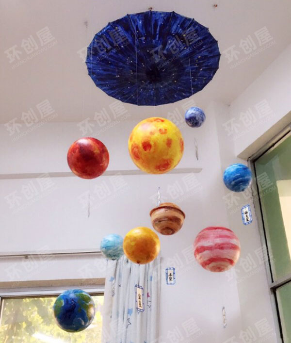 幼儿园行星吊挂饰环创图片