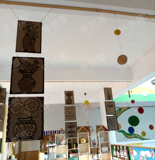 幼儿园纸箱废物利用吊饰图片