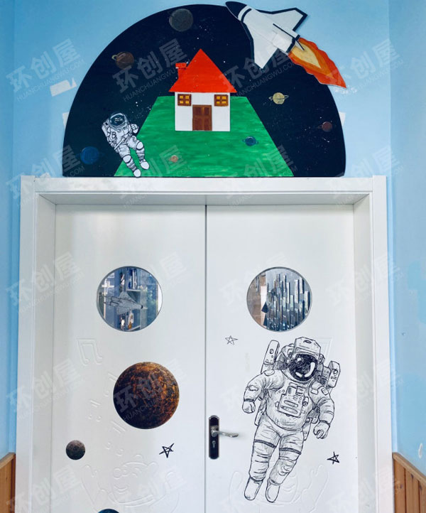 幼儿园太空主题门窗走廊环创图片