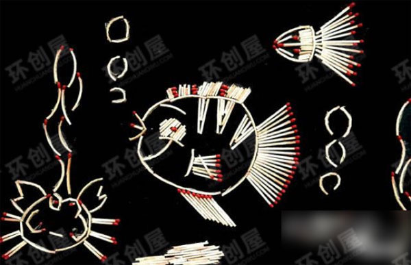 幼儿园手工火柴画作品展示图片