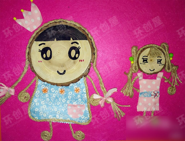幼儿园木片娃娃作品展示图片