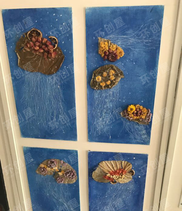 幼儿园木片作品墙图片