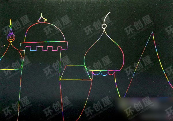 幼儿园刮画城堡作品展示图片