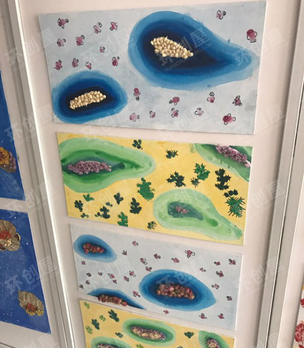幼儿园木片作品墙图片