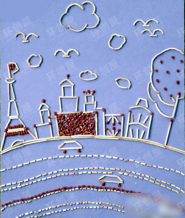 幼儿园手工火柴画作品展示图片