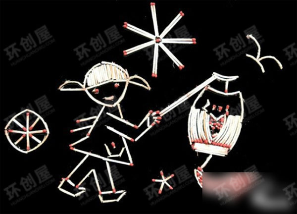 幼儿园手工火柴画作品展示图片