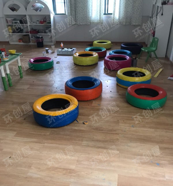 幼儿园户外环创自制玩具轮胎变废为宝֒图片