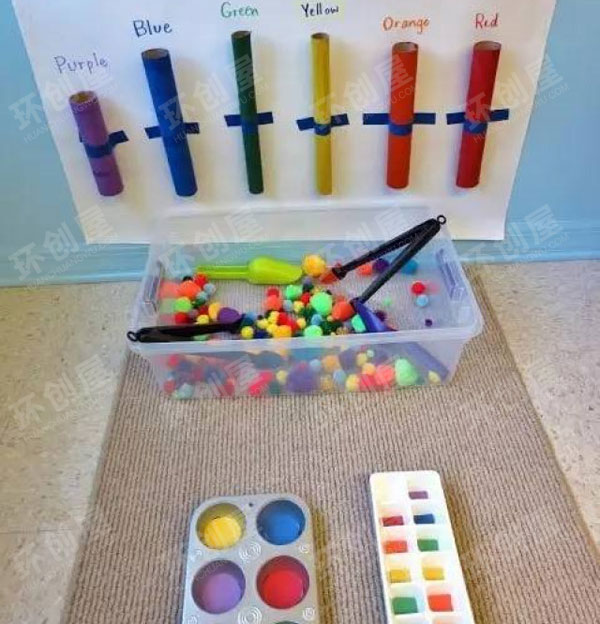 幼儿园益智区功能墙面颜色分类图片
