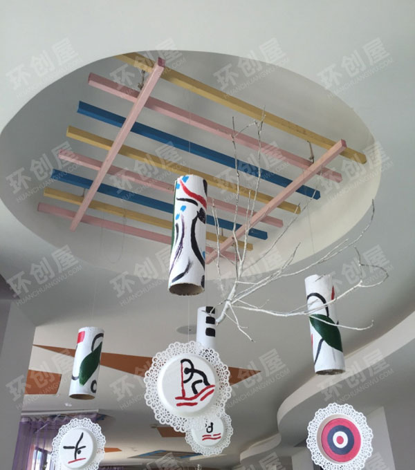 幼儿园树枝涂色走廊吊饰图片