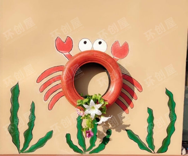 幼儿园动物轮胎画户外环创图片
