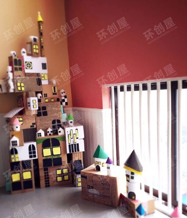 幼儿园建构区环创纸箱废物利用图片