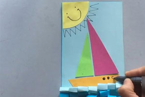 幼儿园美工区夏季手工海洋和小船图片4张