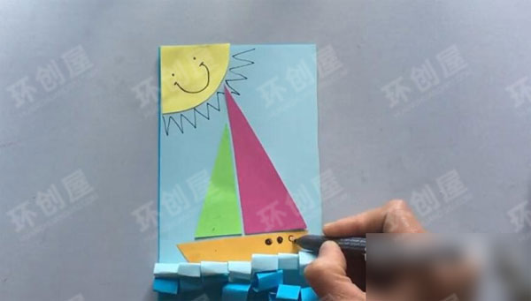 幼儿园美工区夏季手工海洋和小船图片